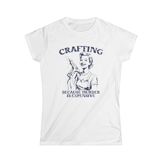 White t-shirt with graphic design and text on a white background