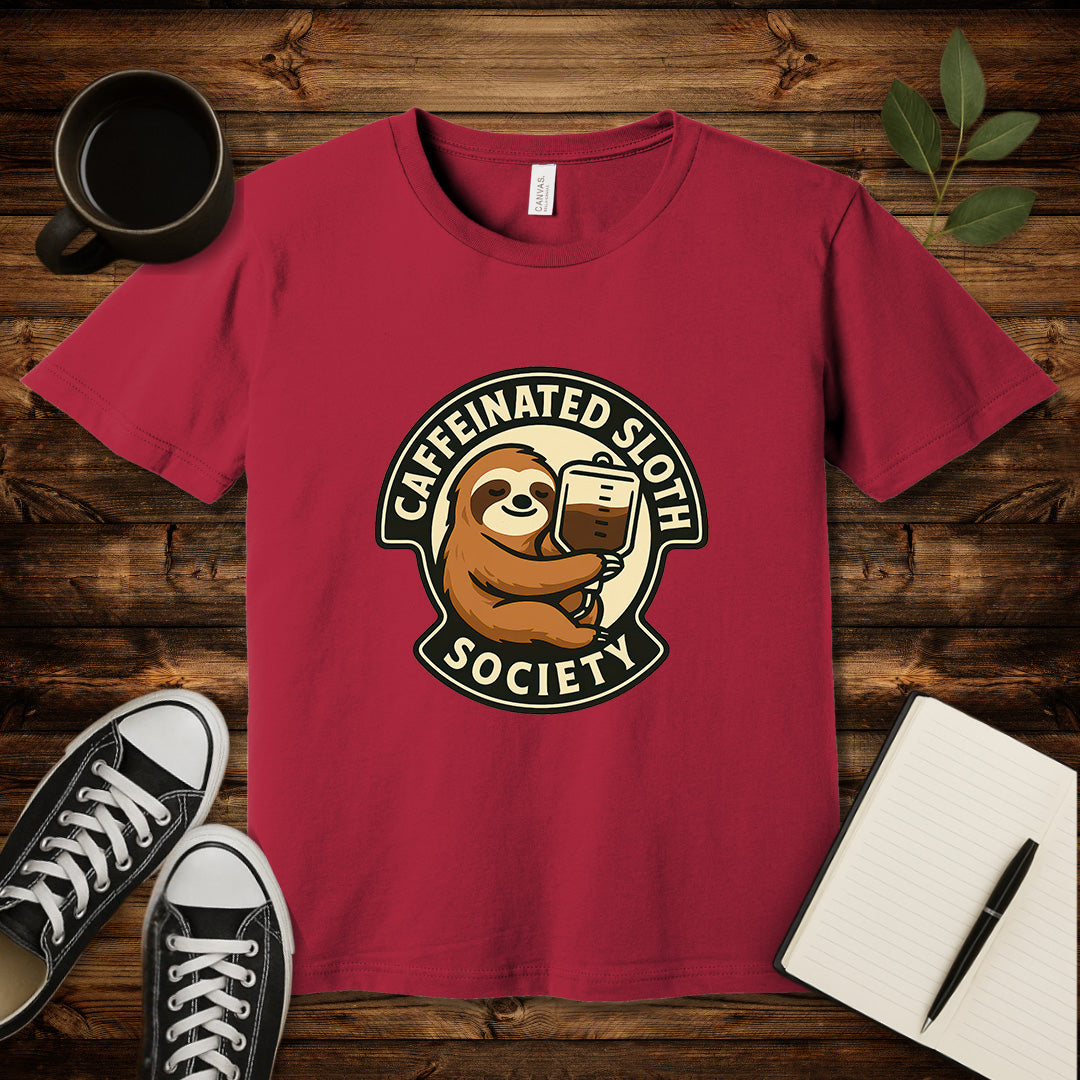 Caffeinated Sloth Society T-Shirt-T-Shirt-Cardinal-S-wearable sarcasm by Savage Tee Society