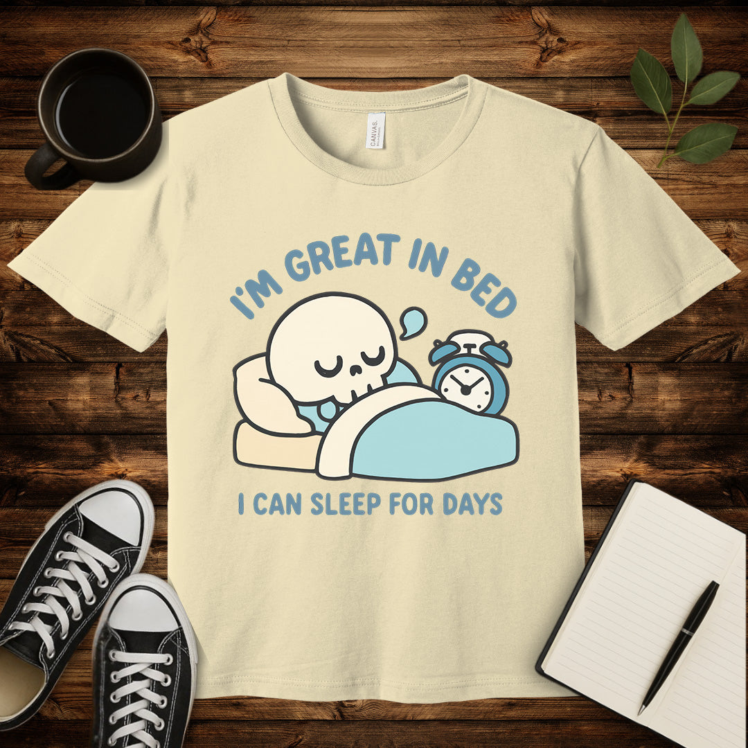 I'm Great in Bed T-Shirt-T-Shirt-Natural-S-wearable sarcasm by Savage Tee Society