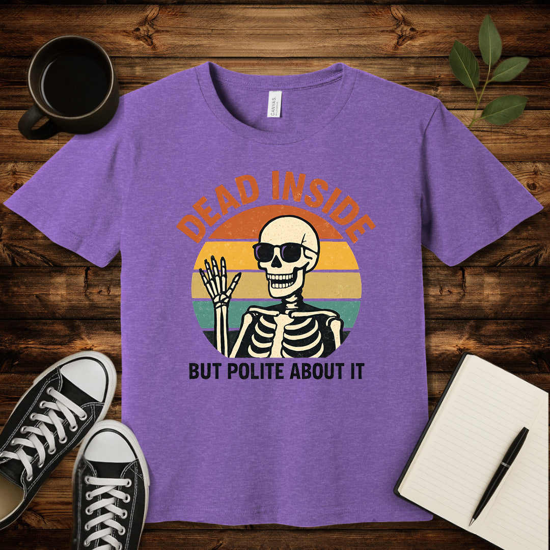 Dead Inside But Polite About It T-Shirt-T-Shirt-Heather Team Purple-S-wearable sarcasm by Savage Tee Society