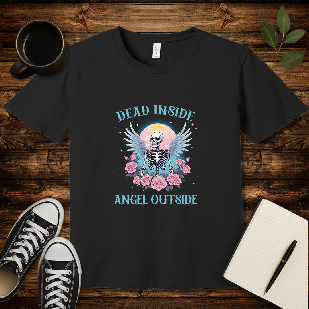 Dead Inside Angel Outside T-Shirt-T-Shirt-Black-S-wearable sarcasm by Savage Tee Society