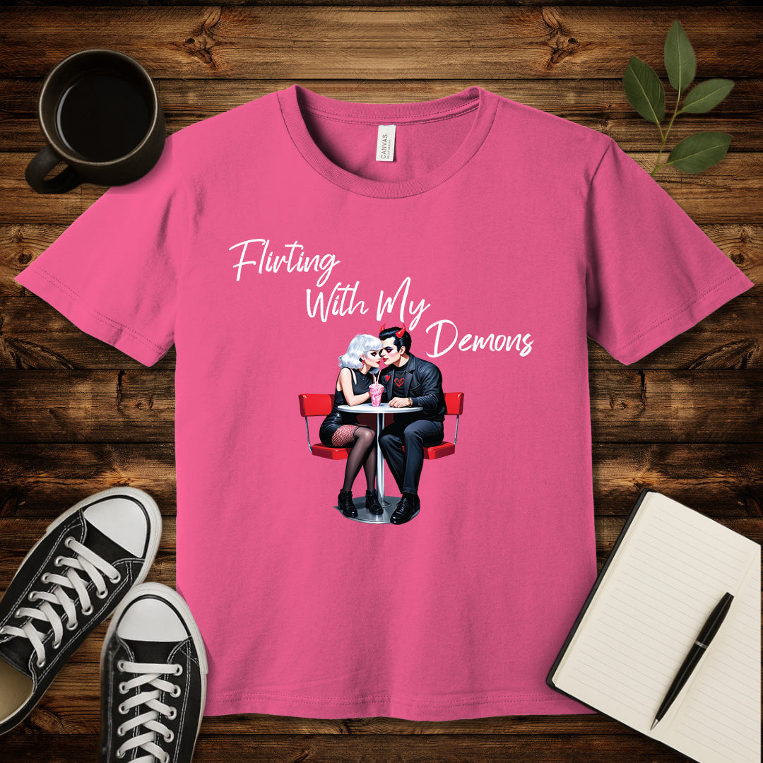 Flirting With My Demons T-Shirt-T-Shirt-Charity Pink-S-wearable sarcasm by Savage Tee Society