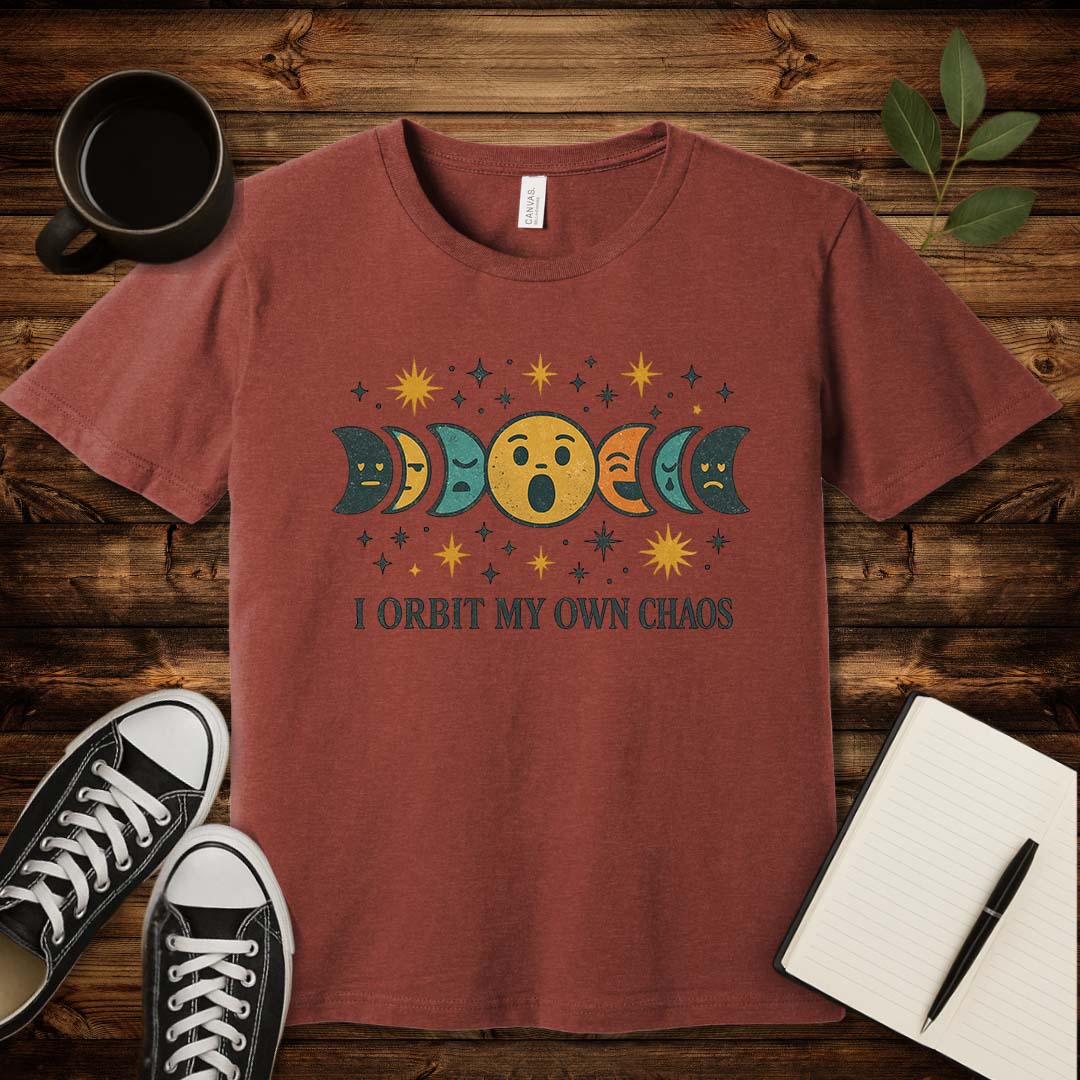 I Orbit My Own Chaos T-Shirt-T-Shirt-Heather Clay-S-wearable sarcasm by Savage Tee Society