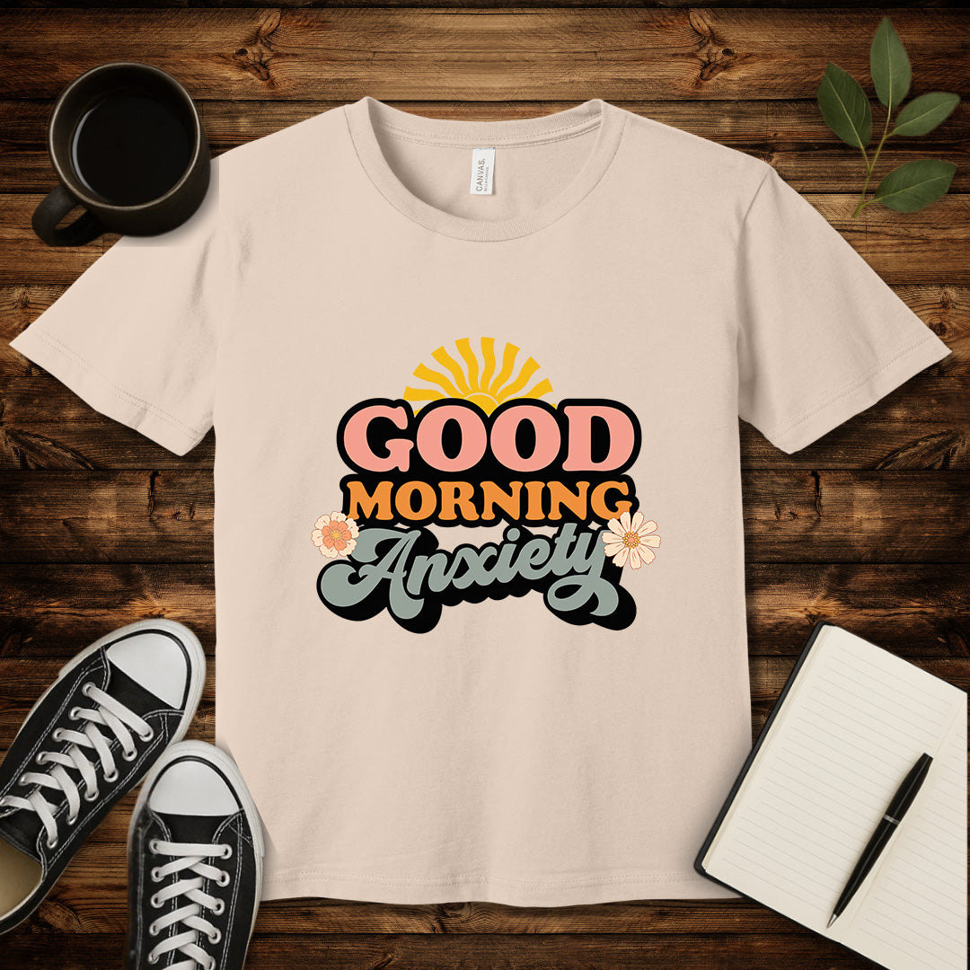 Good Morning Anxiety T-Shirt-T-Shirt-Soft Cream-S-wearable sarcasm by Savage Tee Society