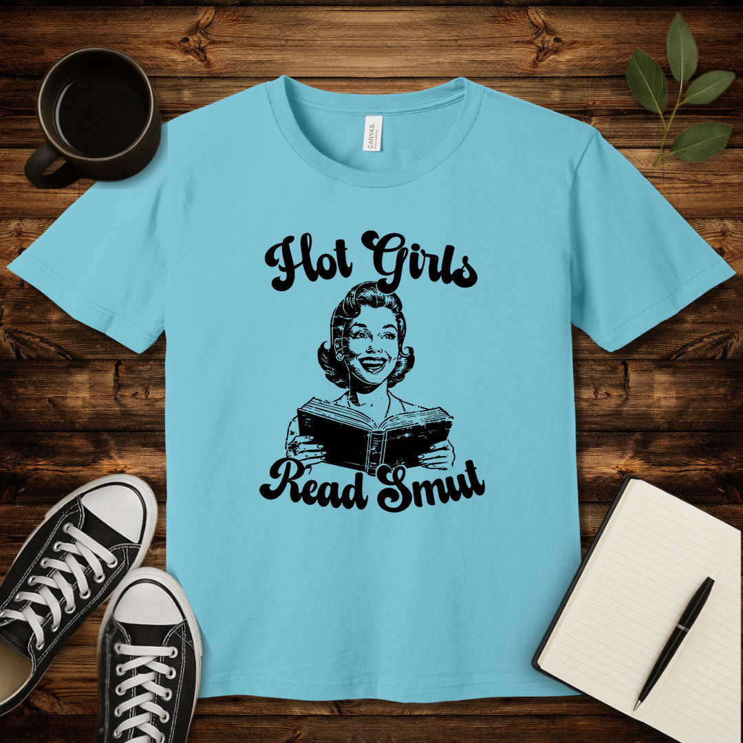 Hot Girls Read Smut T-Shirt-T-Shirt-Turquoise-S-wearable sarcasm by Savage Tee Society
