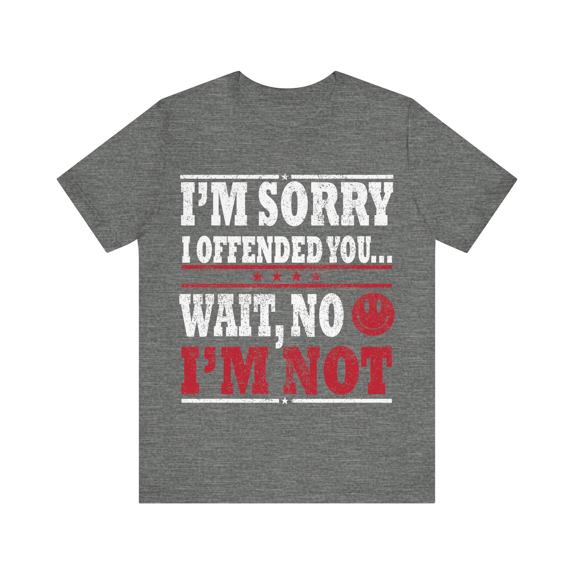 Gray t-shirt with humorous text design on a white background