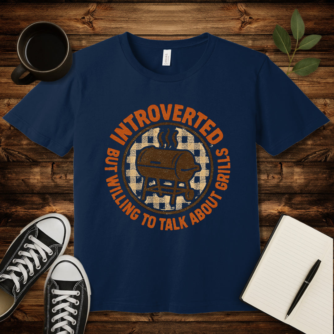 Introverts Grilling T-Shirt-T-Shirt-Navy-S-wearable sarcasm by Savage Tee Society