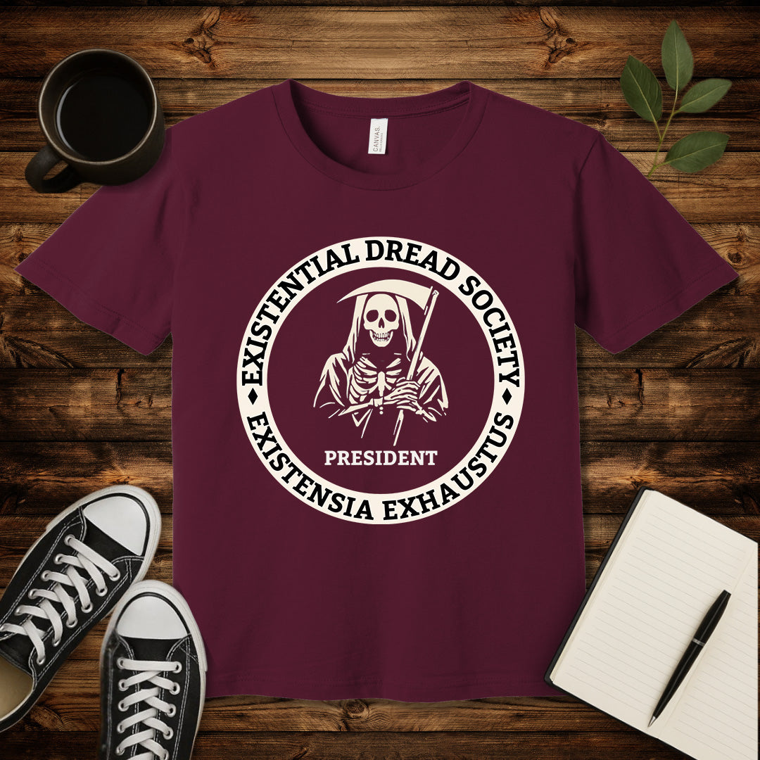 Existential Dread Society T-Shirt-T-Shirt-Maroon-S-wearable sarcasm by Savage Tee Society