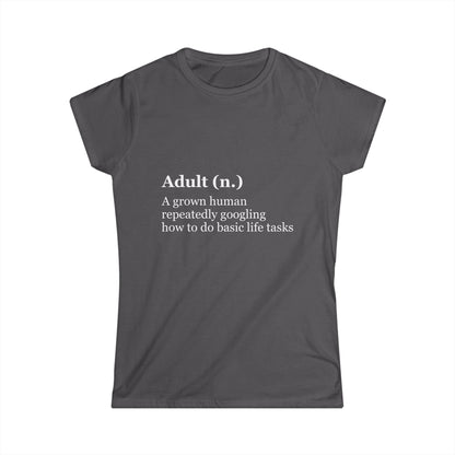 Gray t-shirt with white text on a white background