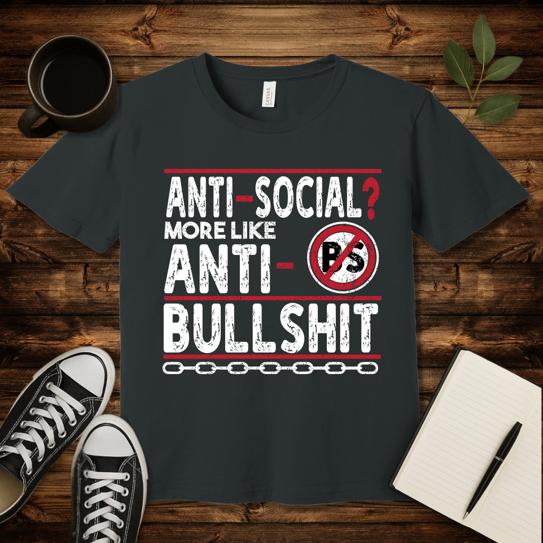 Anti-Social T-Shirt-T-Shirt-Dark Grey-S-wearable sarcasm by Savage Tee Society