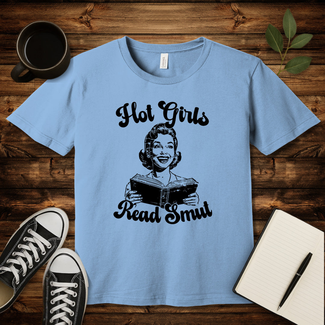 Hot Girls Read Smut T-Shirt-T-Shirt-Baby Blue-S-wearable sarcasm by Savage Tee Society