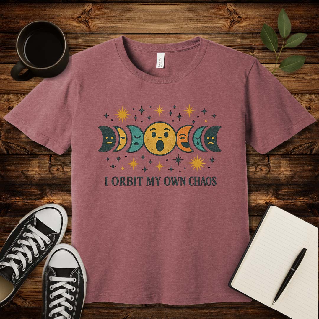 I Orbit My Own Chaos T-Shirt-T-Shirt-Heather Mauve-S-wearable sarcasm by Savage Tee Society