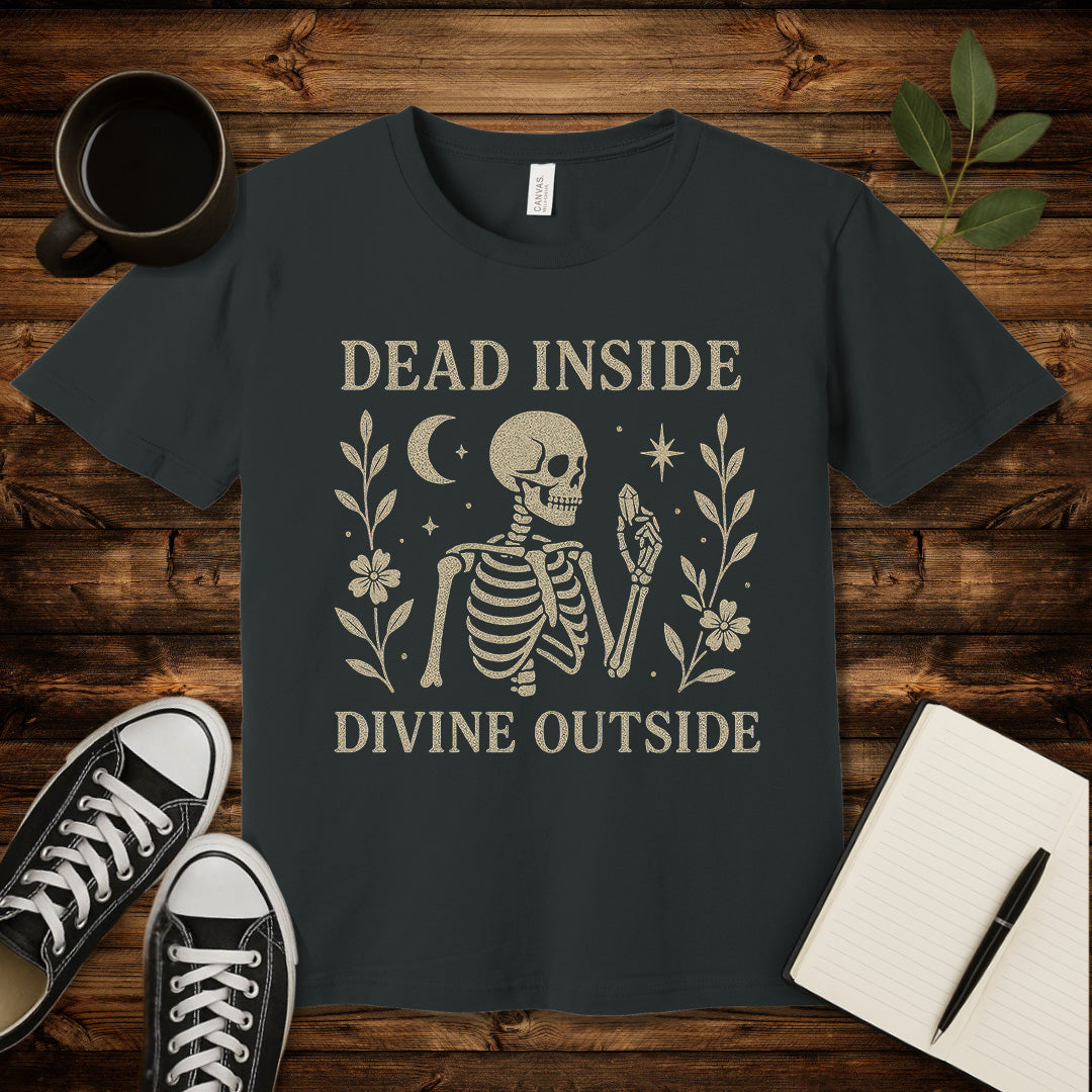 Dead Inside Divine Outside T-Shirt-T-Shirt-Dark Grey-S-wearable sarcasm by Savage Tee Society