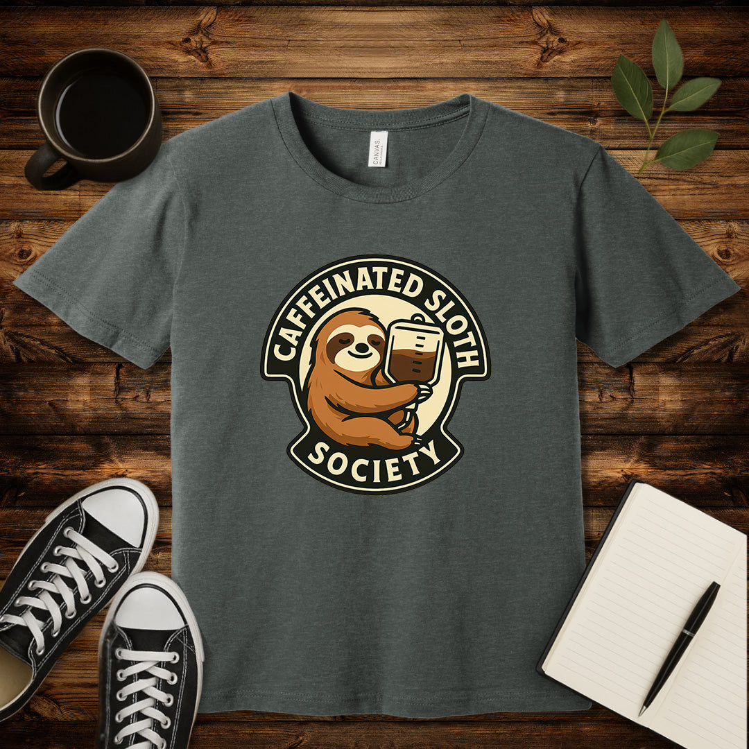 Caffeinated Sloth Society T-Shirt-T-Shirt-Deep Heather-S-wearable sarcasm by Savage Tee Society