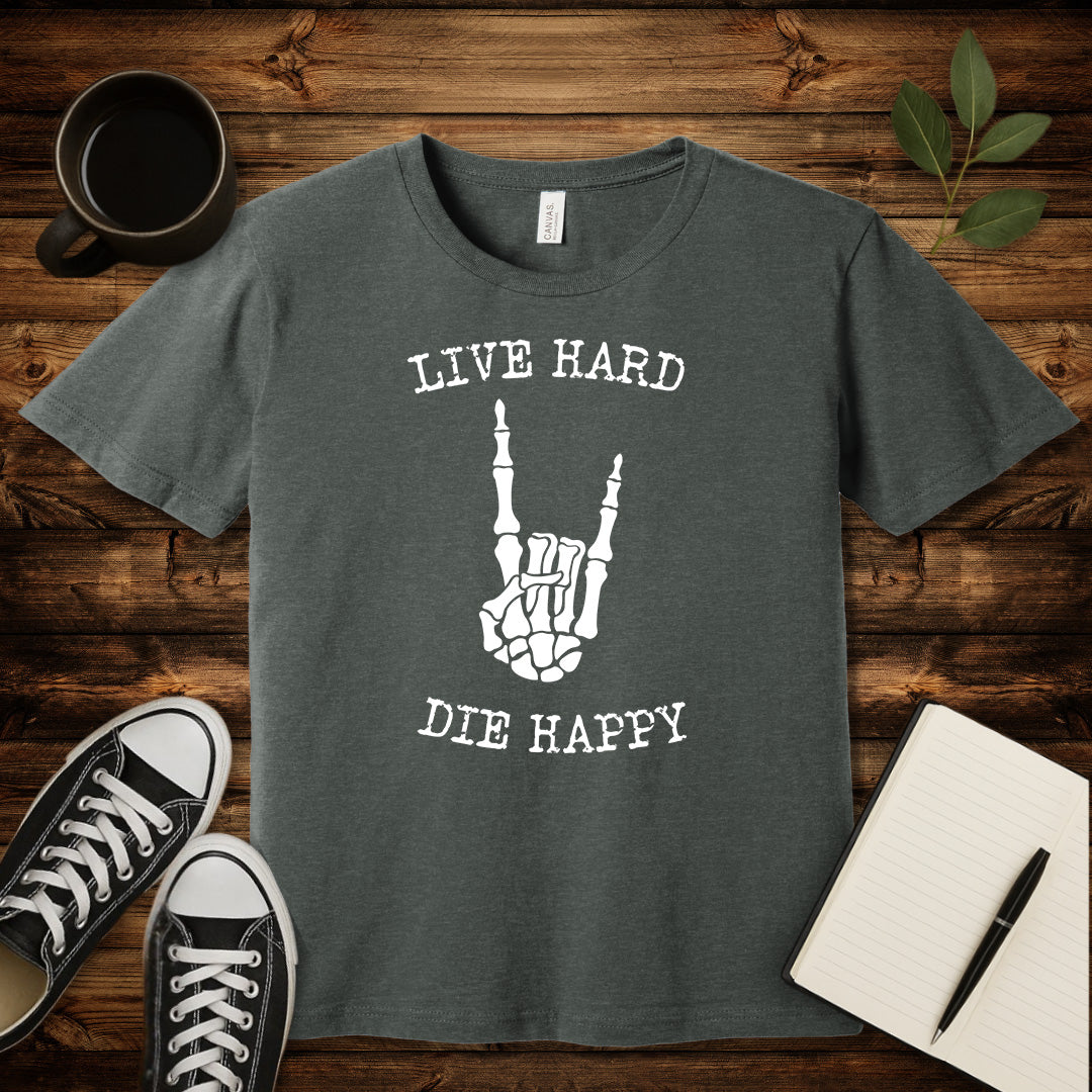Live Hard Die Happy T-Shirt-T-Shirt-Deep Heather-S-wearable sarcasm by Savage Tee Society