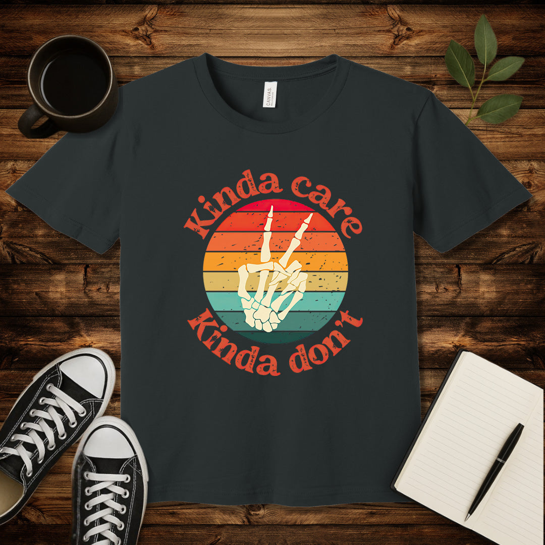 Kinda Care T-Shirt-T-Shirt-Dark Grey-S-wearable sarcasm by Savage Tee Society