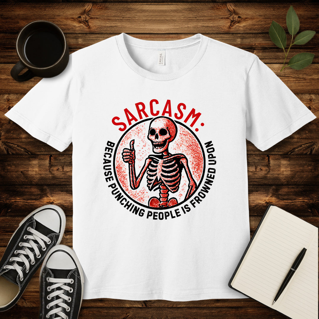 Sarcasm Skeleton T-Shirt-T-Shirt-White-S-wearable sarcasm by Savage Tee Society