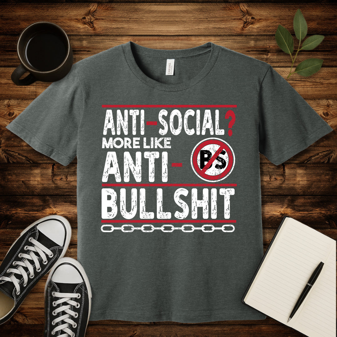 Anti-Social T-Shirt-T-Shirt-Deep Heather-S-wearable sarcasm by Savage Tee Society