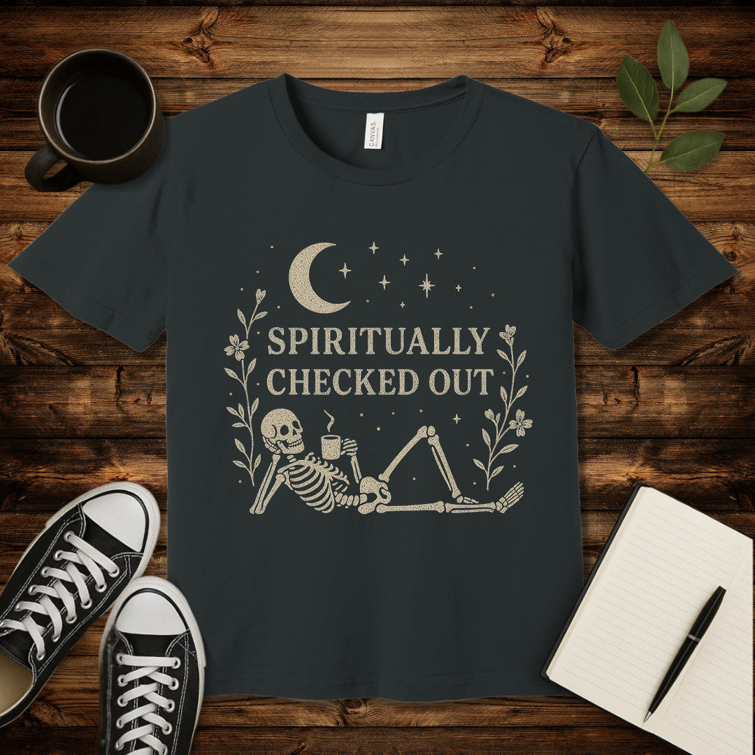 Spiritually Checked Out T-Shirt-T-Shirt-Dark Grey-S-wearable sarcasm by Savage Tee Society