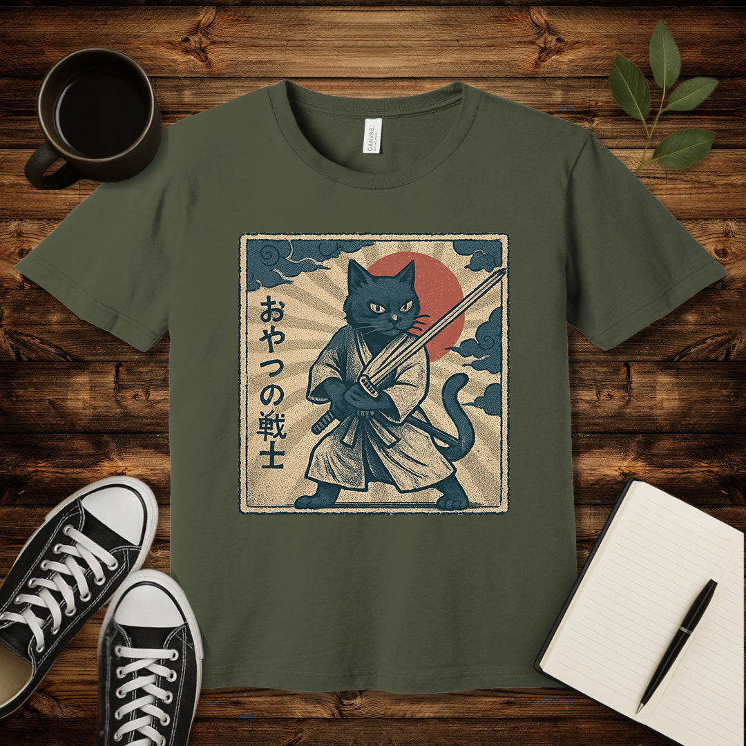Samurai Cat T-Shirt-T-Shirt-Army-S-wearable sarcasm by Savage Tee Society