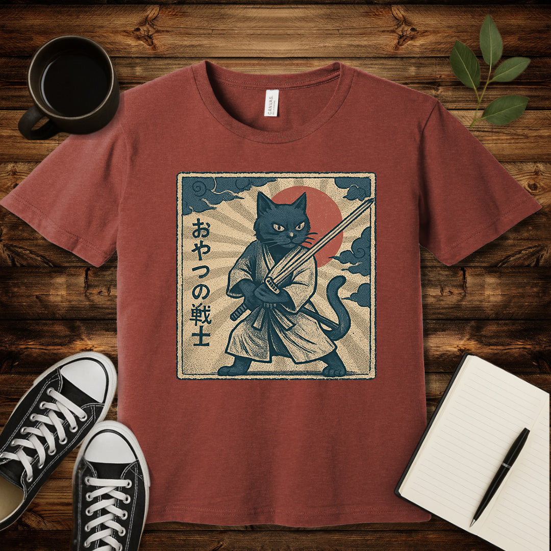 Samurai Cat T-Shirt-T-Shirt-Heather Clay-S-wearable sarcasm by Savage Tee Society