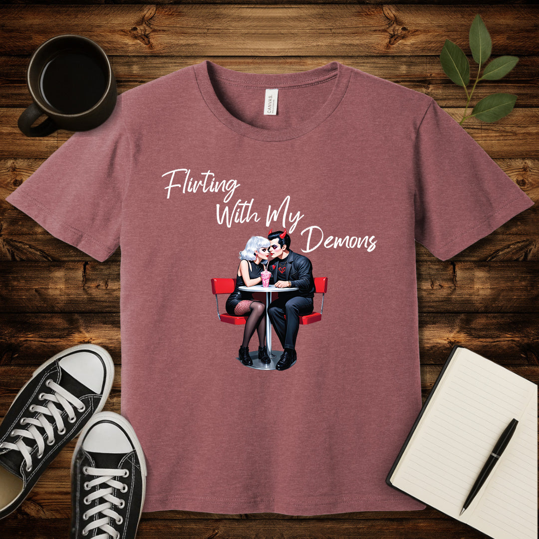 Flirting With My Demons T-Shirt-T-Shirt-Heather Mauve-S-wearable sarcasm by Savage Tee Society