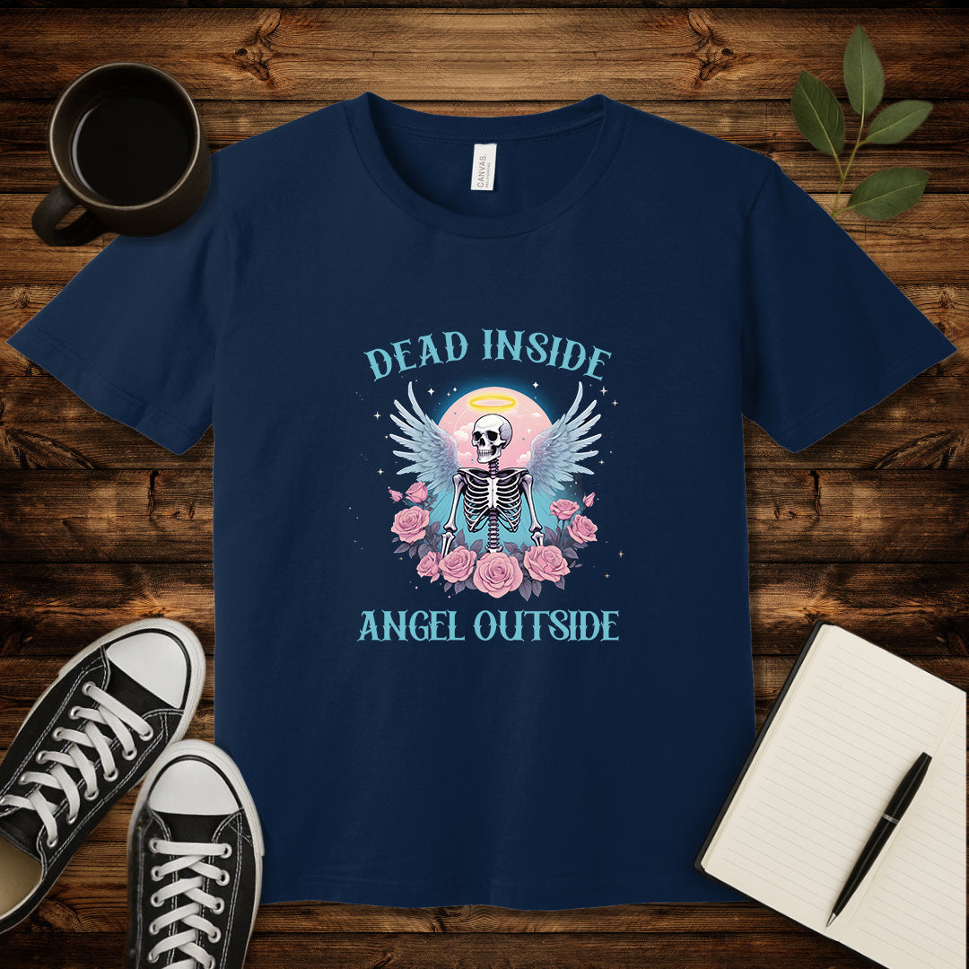 Dead Inside Angel Outside T-Shirt-T-Shirt-Navy-S-wearable sarcasm by Savage Tee Society