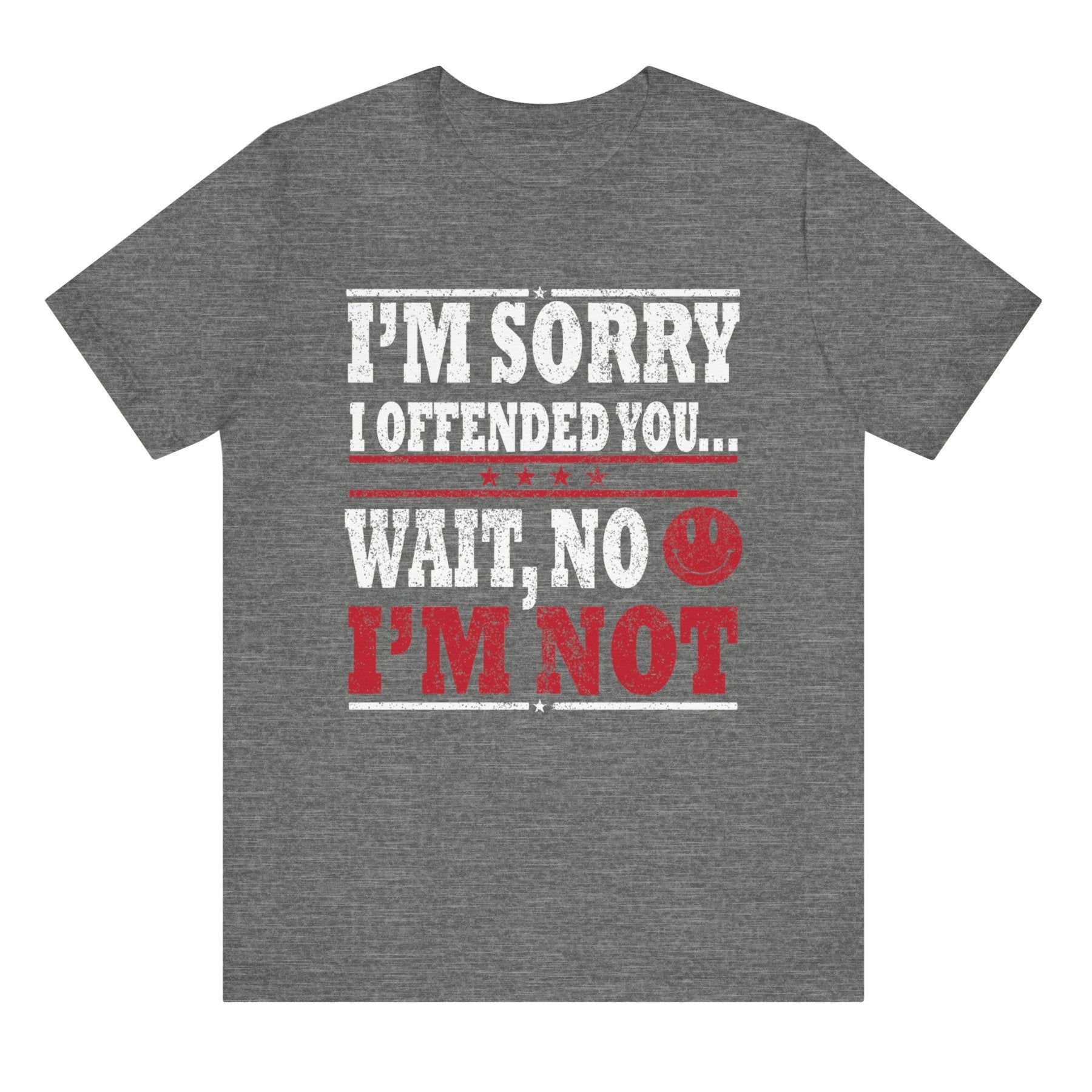 Gray t-shirt with humorous text design on a white background