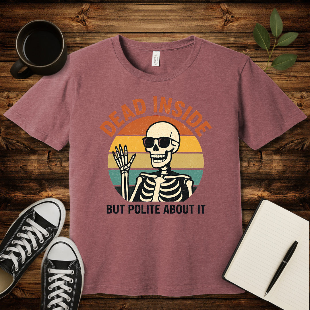 Dead Inside But Polite About It T-Shirt-T-Shirt-Heather Mauve-S-wearable sarcasm by Savage Tee Society