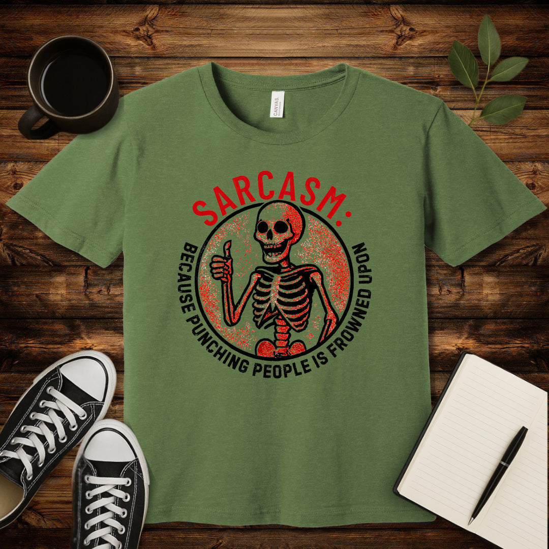 Sarcasm Skeleton T-Shirt-T-Shirt-Heather Green-S-wearable sarcasm by Savage Tee Society