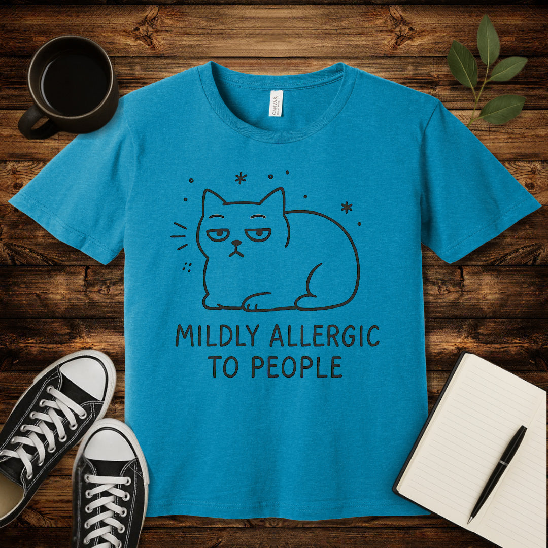 Mildly Allergic Cat T-Shirt-T-Shirt-Heather Aqua-S-wearable sarcasm by Savage Tee Society