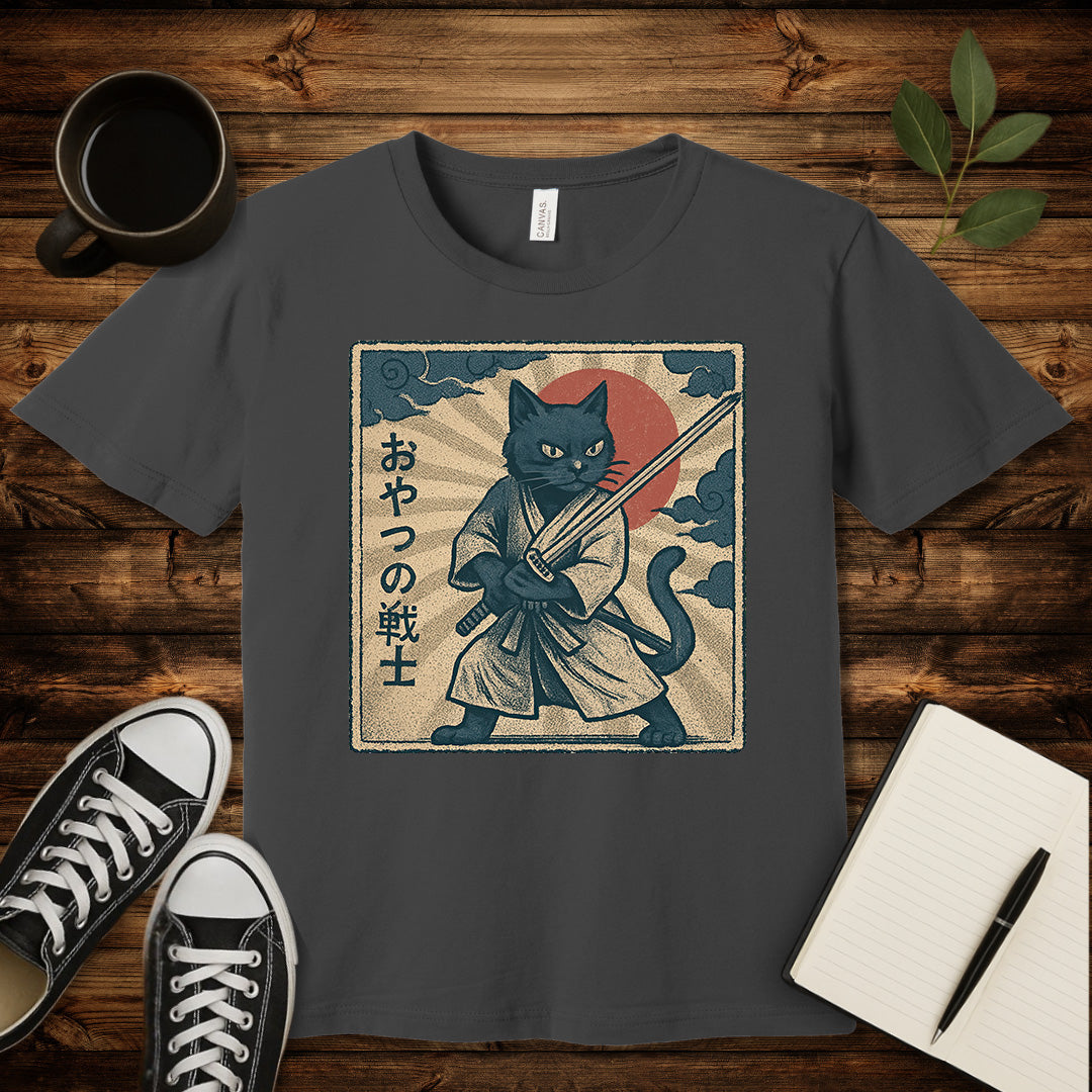 Samurai Cat T-Shirt-T-Shirt-Asphalt-S-wearable sarcasm by Savage Tee Society
