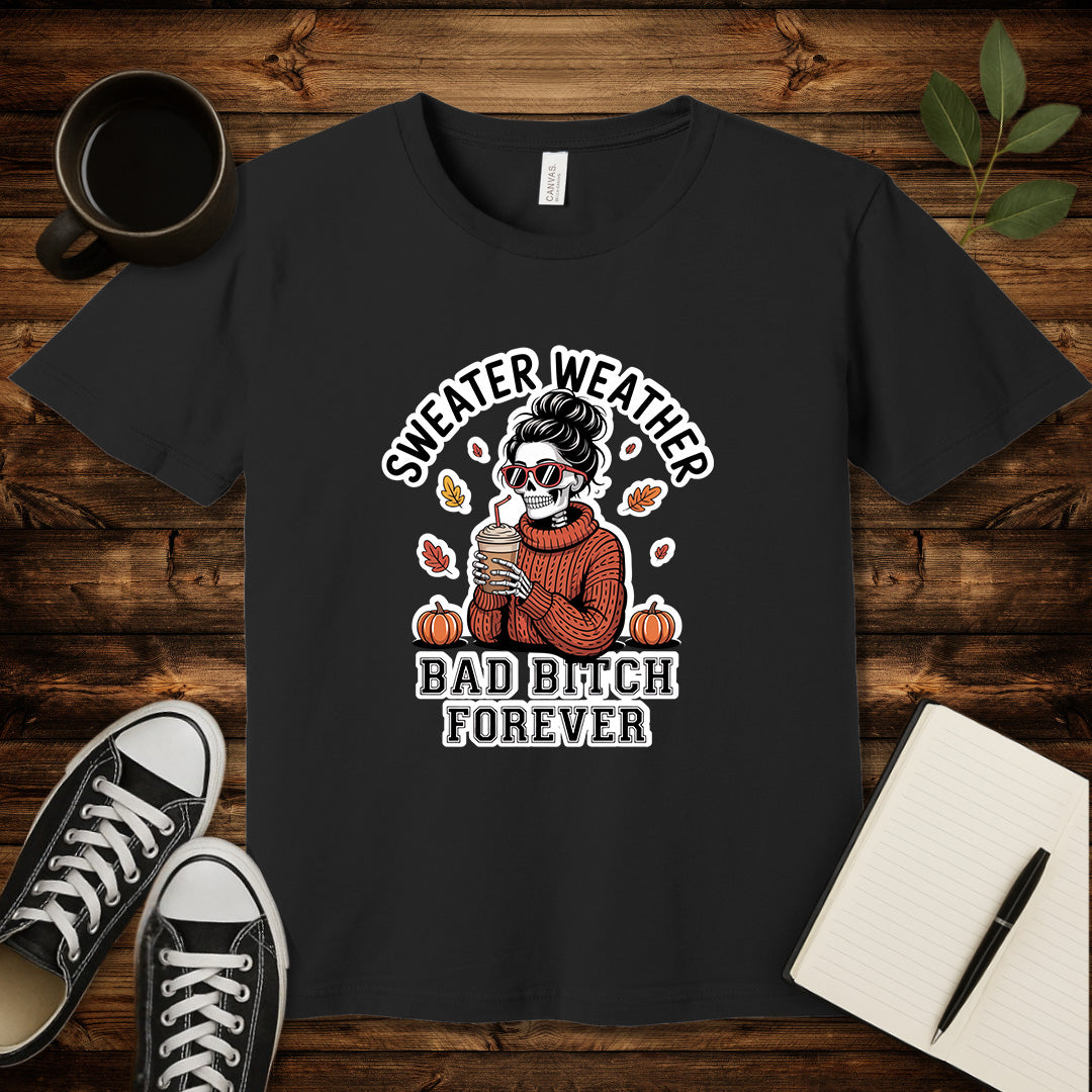 Sweater Weather T-Shirt-T-Shirt-Black-S-wearable sarcasm by Savage Tee Society