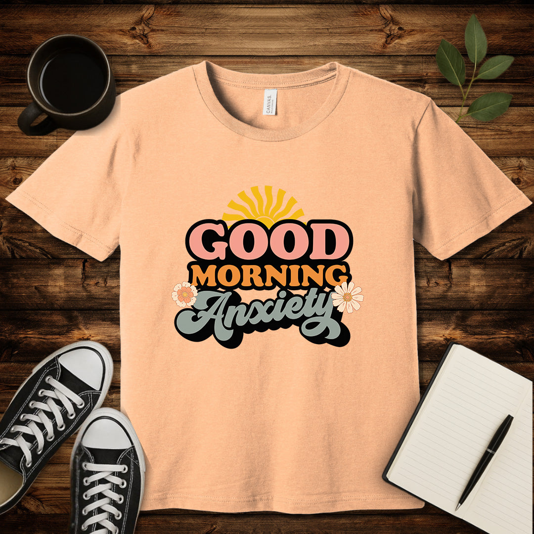 Good Morning Anxiety T-Shirt-T-Shirt-Heather Peach-S-wearable sarcasm by Savage Tee Society