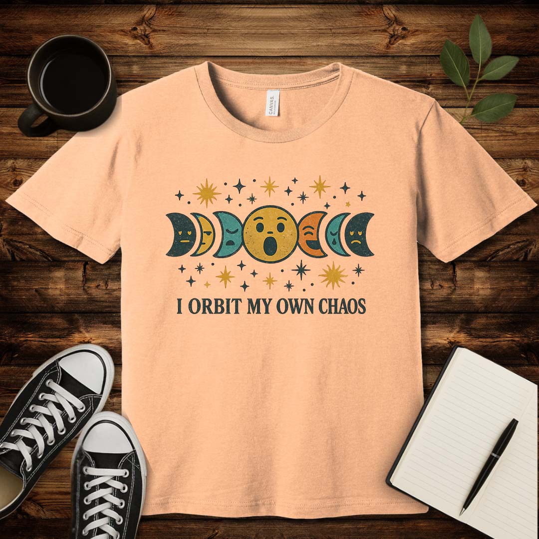 I Orbit My Own Chaos T-Shirt-T-Shirt-Heather Peach-S-wearable sarcasm by Savage Tee Society