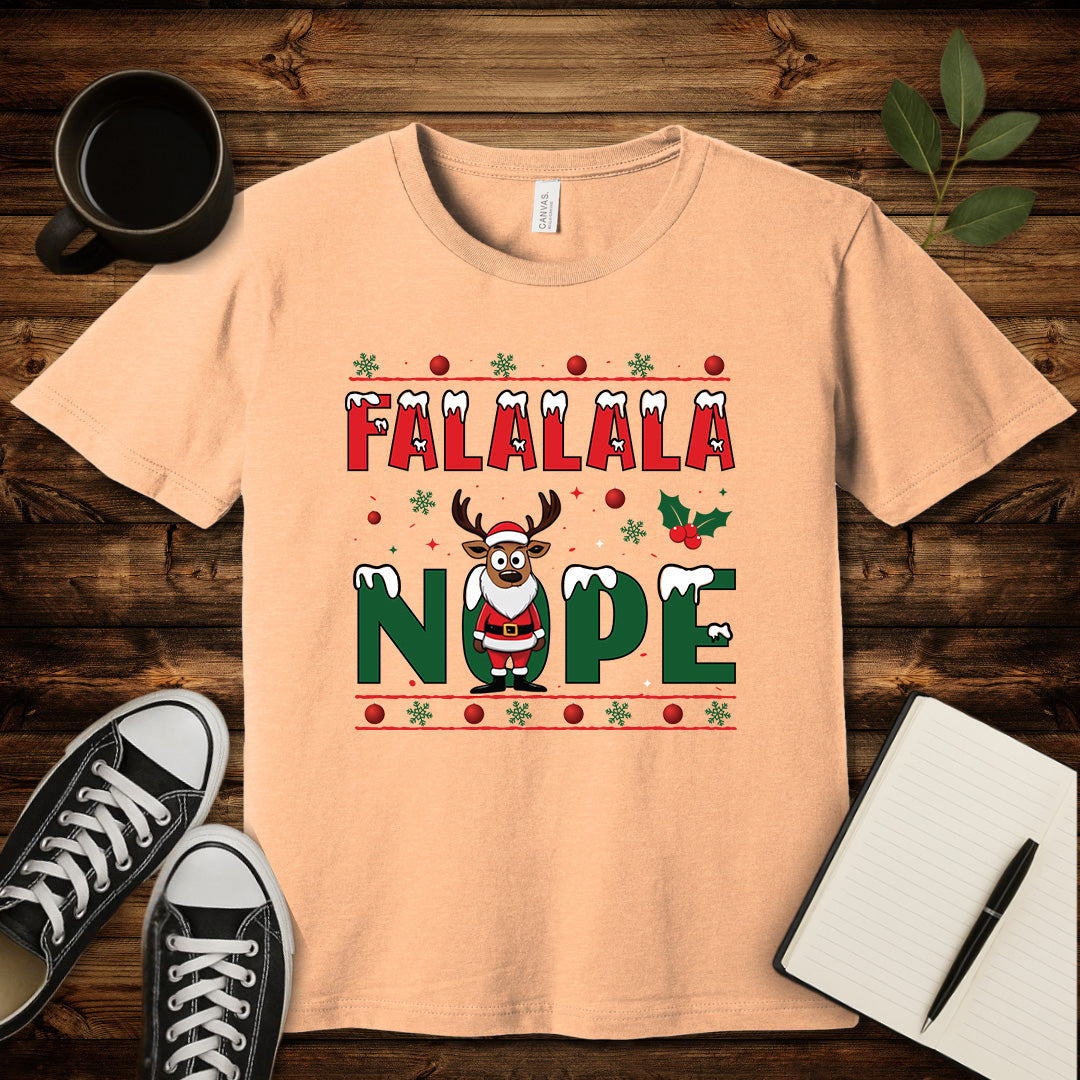 FALALALA NOPE T-Shirt-T-Shirt-Heather Peach-S-wearable sarcasm by Savage Tee Society