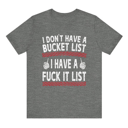 Gray t-shirt with humorous text design on a white background