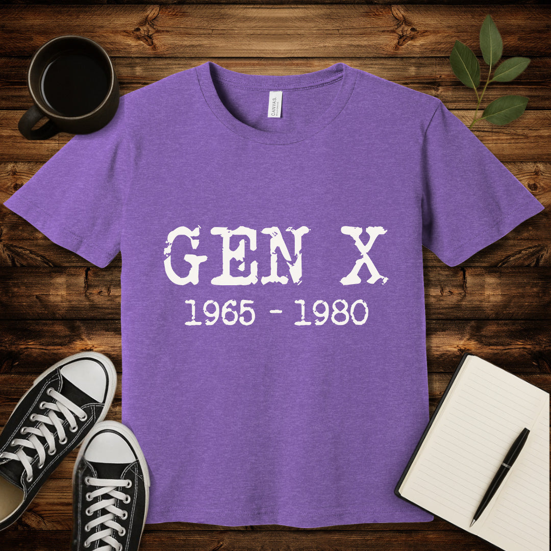 Gen X 1965 1980 T-Shirt-T-Shirt-Heather Team Purple-S-wearable sarcasm by Savage Tee Society