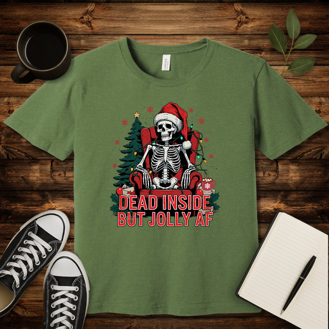 Dead Inside But Jolly AF T-Shirt-T-Shirt-Heather Green-S-wearable sarcasm by Savage Tee Society