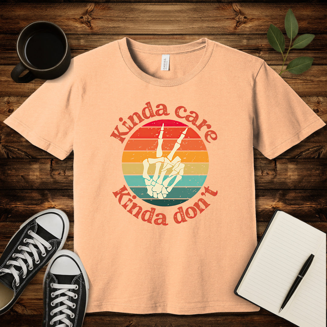 Kinda Care T-Shirt-T-Shirt-Heather Peach-S-wearable sarcasm by Savage Tee Society