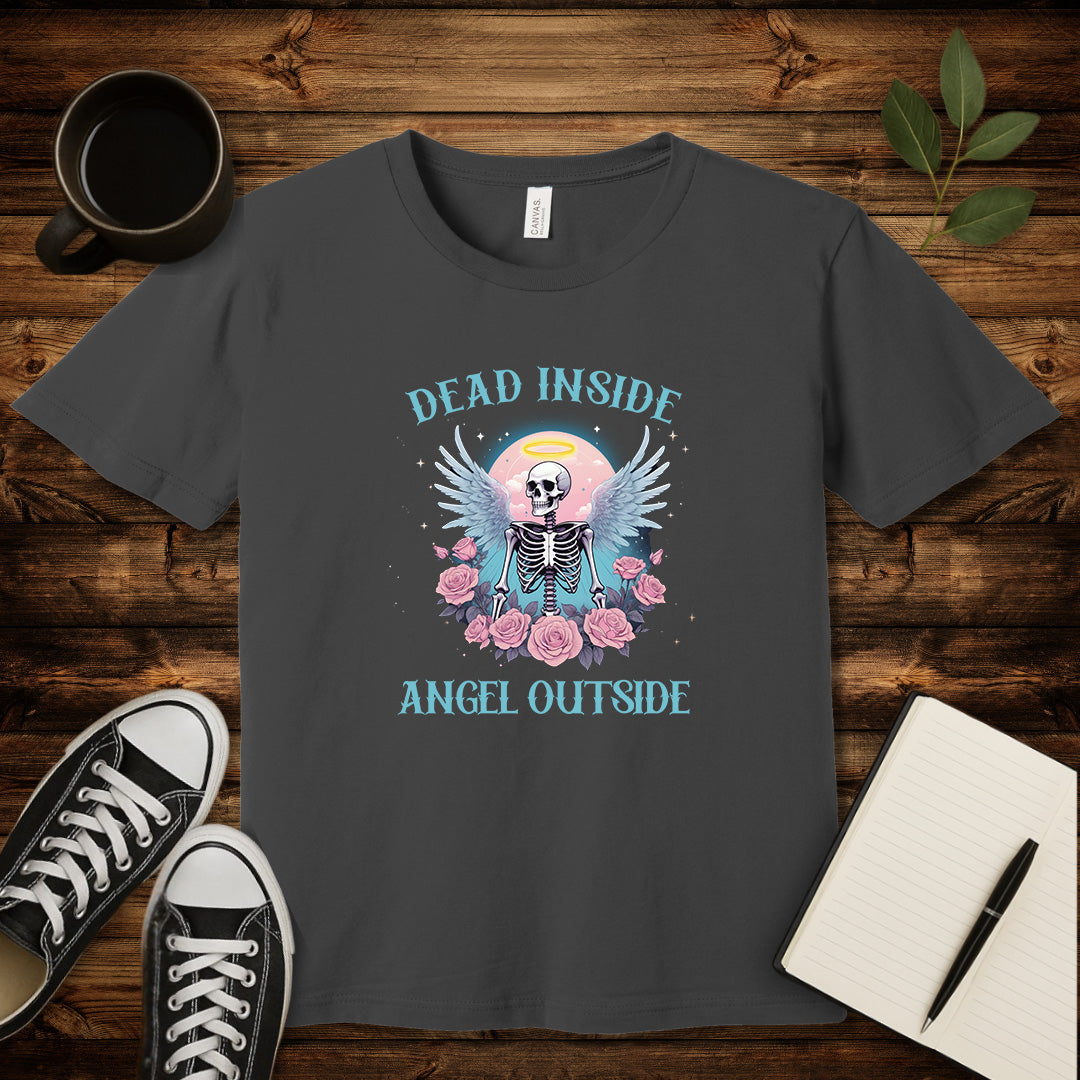 Dead Inside Angel Outside T-Shirt-T-Shirt-Asphalt-S-wearable sarcasm by Savage Tee Society