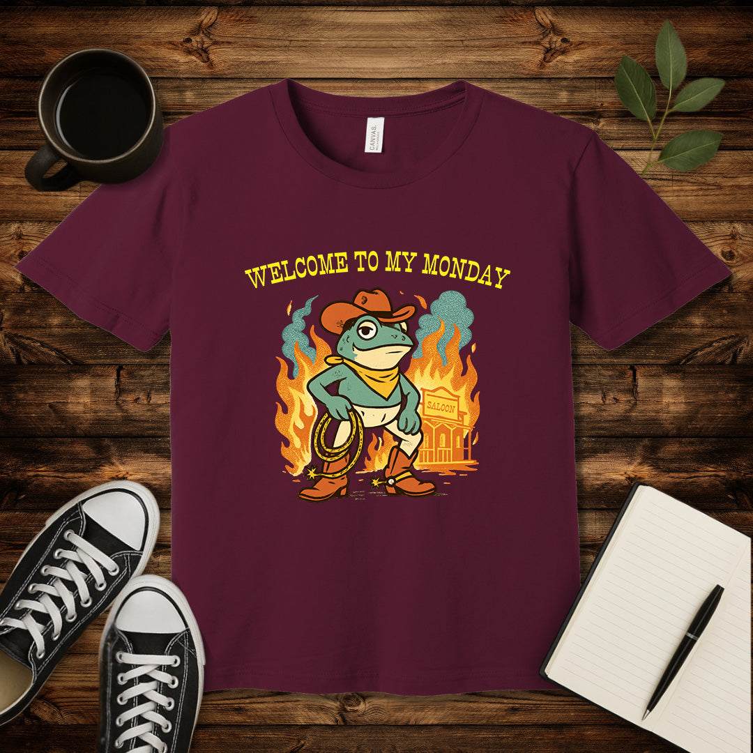Welcome To My Monday T-Shirt-T-Shirt-Maroon-S-wearable sarcasm by Savage Tee Society