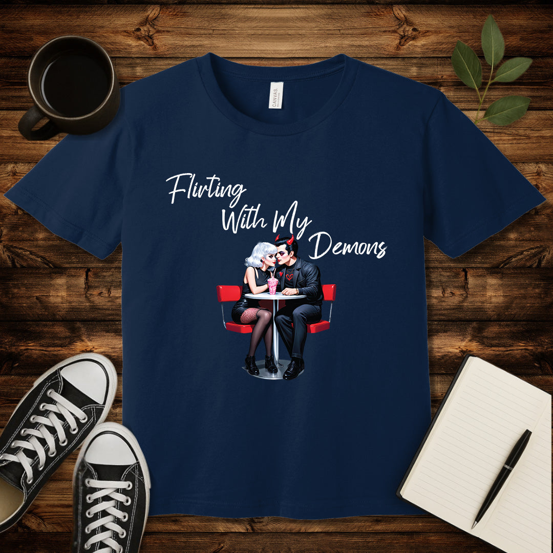 Flirting With My Demons T-Shirt-T-Shirt-Navy-S-wearable sarcasm by Savage Tee Society