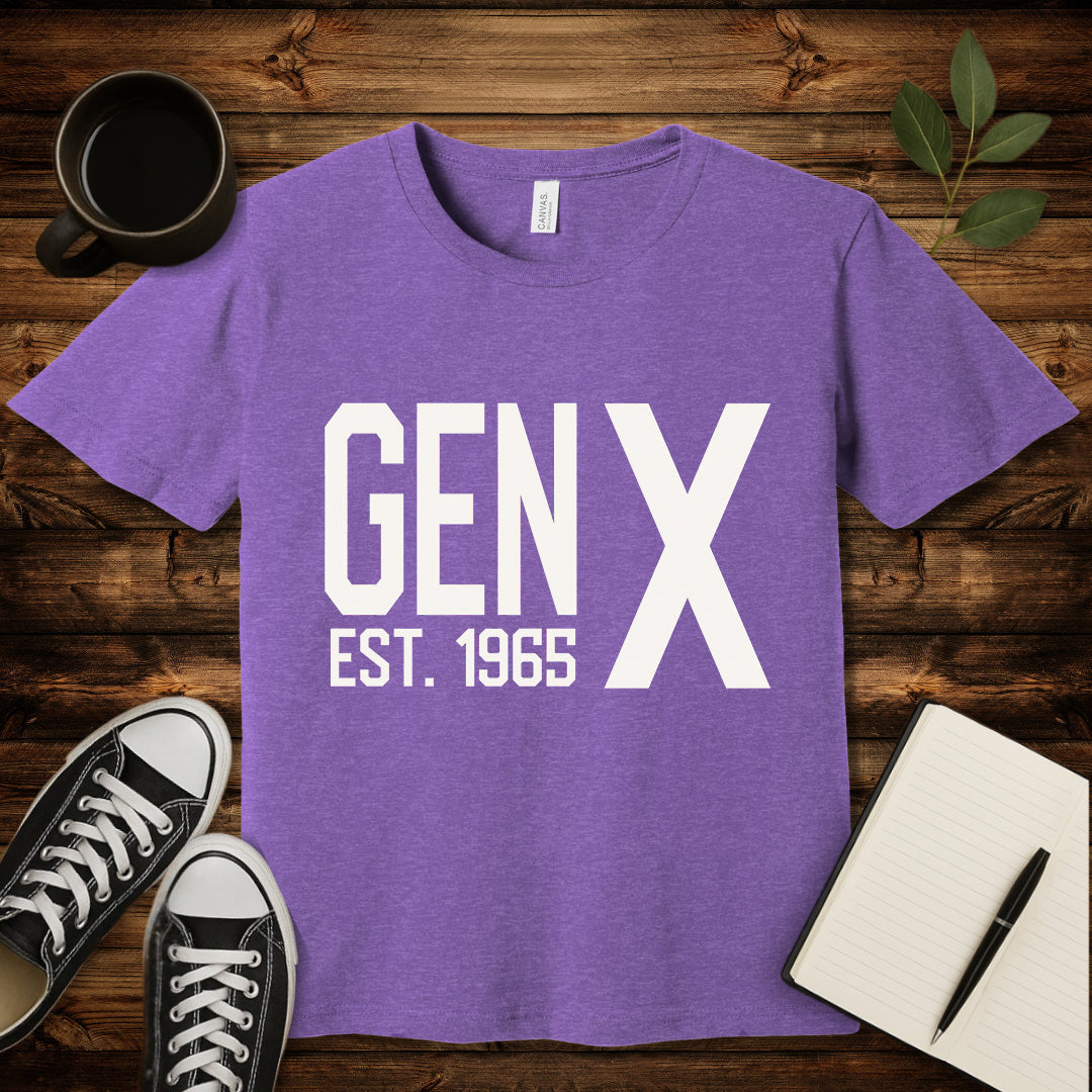 Gen X Est 1965 T-Shirt-T-Shirt-Heather Team Purple-S-wearable sarcasm by Savage Tee Society