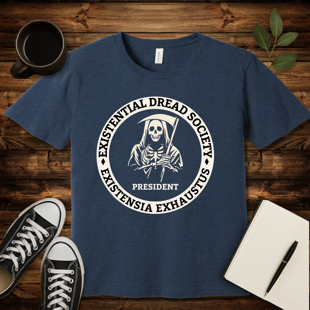Existential Dread Society T-Shirt-T-Shirt-Heather Navy-S-wearable sarcasm by Savage Tee Society