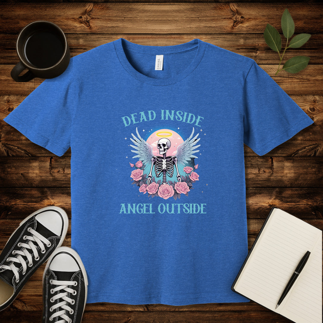 Dead Inside Angel Outside T-Shirt-T-Shirt-Heather True Royal-S-wearable sarcasm by Savage Tee Society