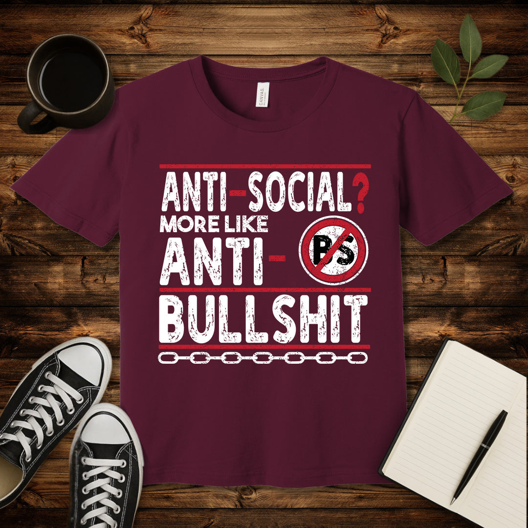 Anti-Social T-Shirt-T-Shirt-Maroon-S-wearable sarcasm by Savage Tee Society
