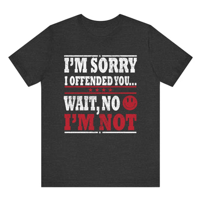 Black t-shirt with humorous text design on a white background