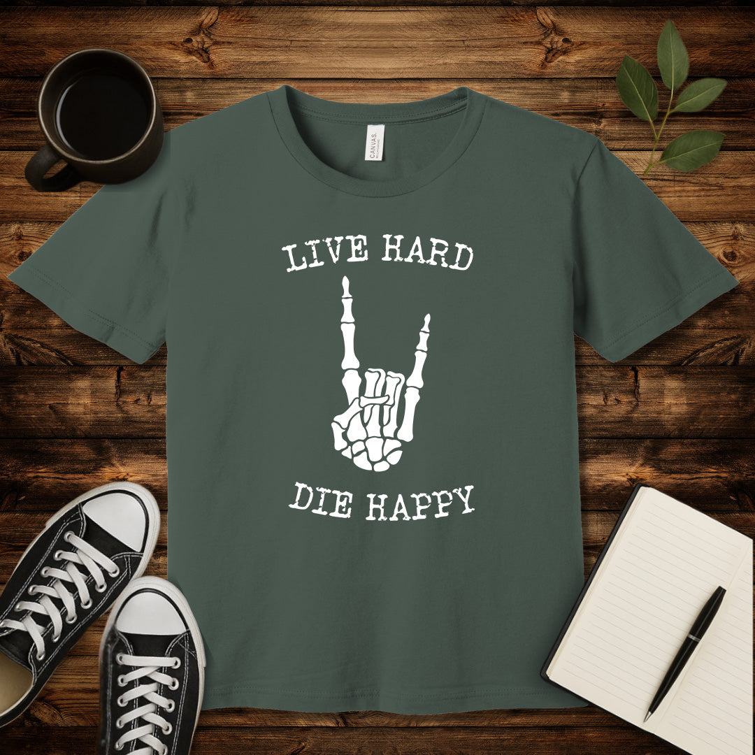 Live Hard Die Happy T-Shirt-T-Shirt-Military Green-S-wearable sarcasm by Savage Tee Society