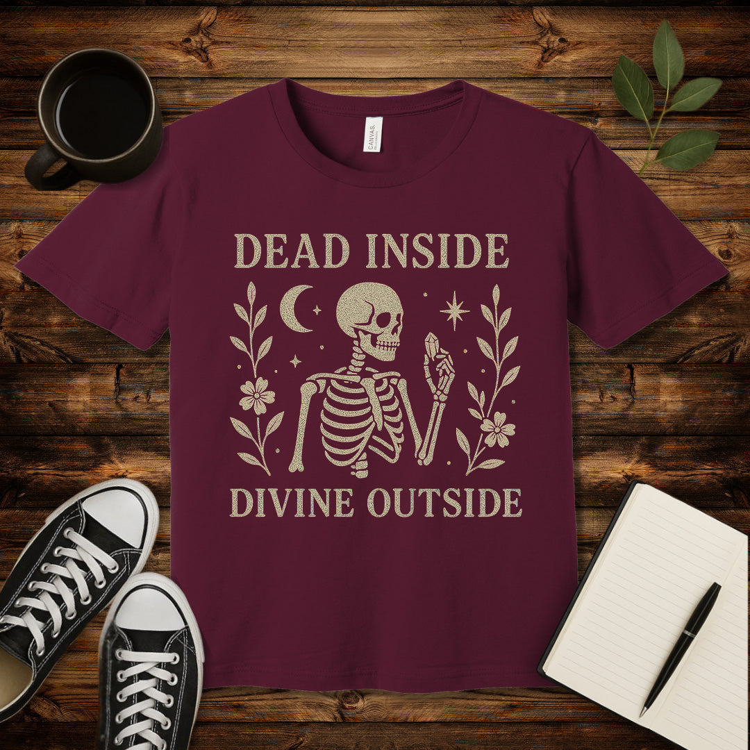 Dead Inside Divine Outside T-Shirt-T-Shirt-Maroon-S-wearable sarcasm by Savage Tee Society